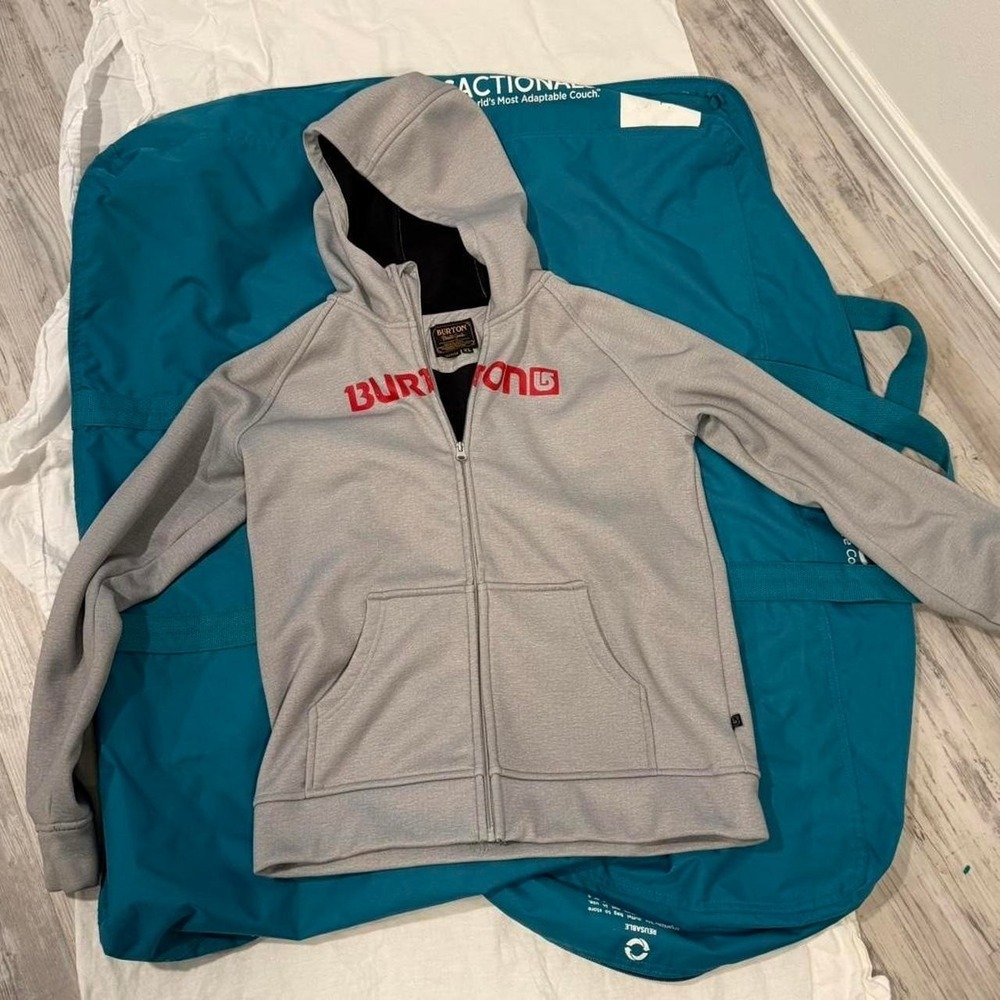 Burton DryRide Full Zip Hoodie – Men's XL Gray Red Logo - Picture 3 of 4